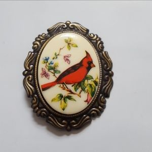 Fashion Brooch Pin Red Cardinal